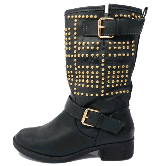 JustFAB ABIGAIL Studded Pleather Boots Size 6.5 - Picture 4 of 8